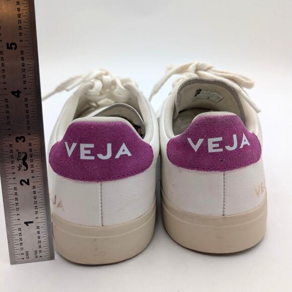VEJA Campo Low Top Sneaker Shoes Women's Leather White Silver Violet US7 EU38 - Picture 4 of 13